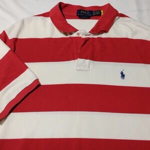 Polo Ralph Lauren Polo Shirt Men's 2XL XXL Classic Fit Red White Big Stripes